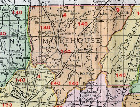Morehouse Parish Louisiana 1911 Map Rand Mcnally Bastrop