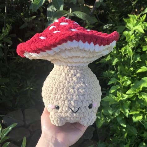 Jumbo Mushroom Poppable Plushie Crochet Amigurumi Interactive Etsy