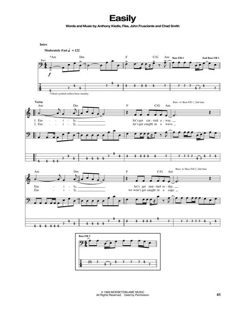 Easily Sheet Music | Red Hot Chili Peppers | Bass Guitar Tab