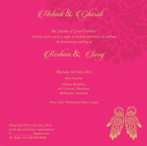 The original price includes the invitation as seen in the image. Wedding Invitation Wording For Mehndi Ceremony | Wedding ...