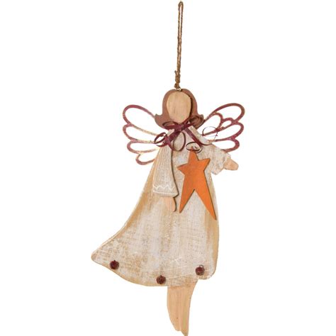 Wooden Angel Ornament Star 65208