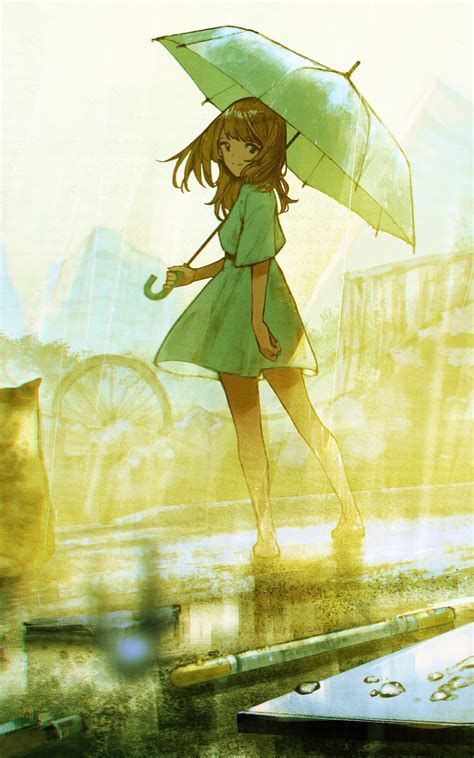 800x1280 Anime Girl With Umbrella In Rain Nexus 7samsung Galaxy Tab 10