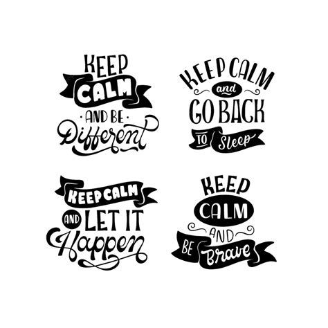 Free Vector Monochrome Lettering Keep Calm Stickers Collection