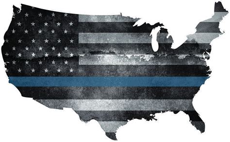 Magnet Usa Map Thin Blue Line Decal Us Tattered American Flag Etsy