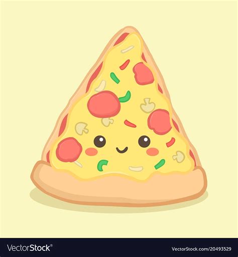 Cute Pizza Slice Food Cartoon Face Royalty Free Vector Image