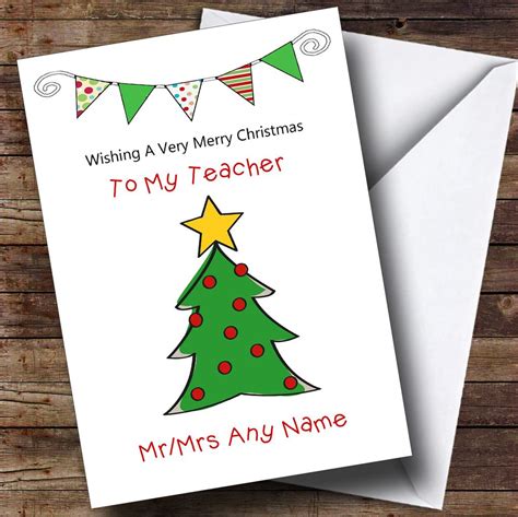 Doodle Christmas Tree Teacher Personalised Christmas Card The Card Zoo