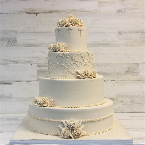 Elegant Whiteivory Wedding Cake Palermo Custom Cakes