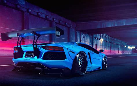 Papel De Parede Lamborghini Aventador Lp700 Azul