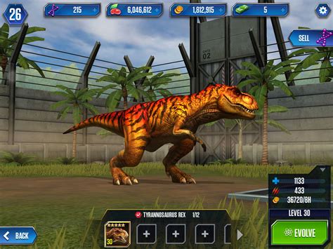 Jurassic World The Game T Rex Level 20 Stats | Gameswalls.org