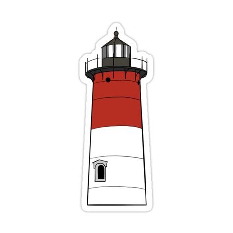 A Red And White Lighthouse Sticker On A White Background