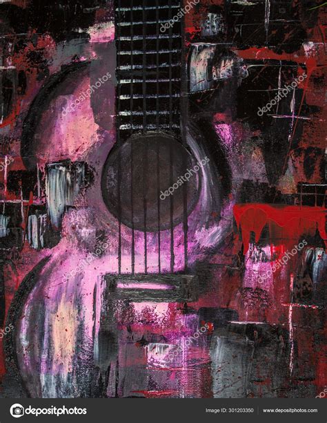 Abstract Paintings Of Guitars