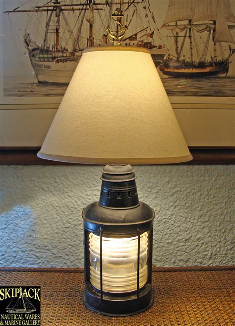 Large nautical vintage brass lantern lamp w/ candle flame nightlight. Nautical table lamps - 10 methods to add beauty and style ...