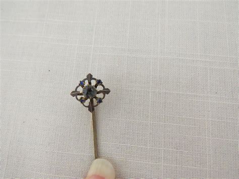 Antique Stick Pin Ascot Pin Hand Set Blue Stones Victorian Etsy In