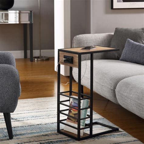 Derby Industrial Accent Table With Wire Magazine Rack The Art Chair
