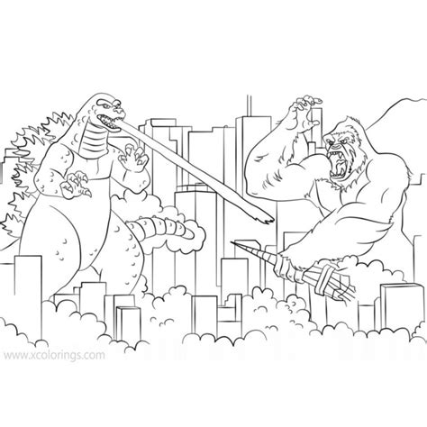 3386x4439 godzilla vs king kong coloring pages gallery coloring for kids. Godzilla vs Kong Coloring Pages Easy for Kids - XColorings.com