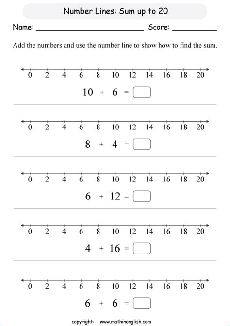 Number Line Worksheets 1st Grade