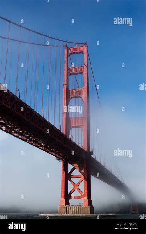 Suspension Bridge Covered With Fog Golden Gate Bridge San Francisco