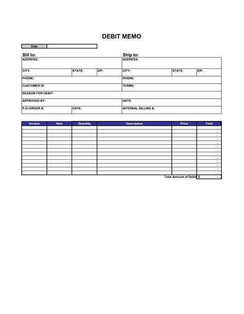 Free Debit Note Template Printable Templates