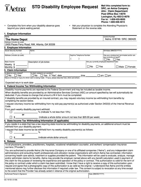 Home Depot Short Term Disability 2020 2021 Fill And Sign Printable
