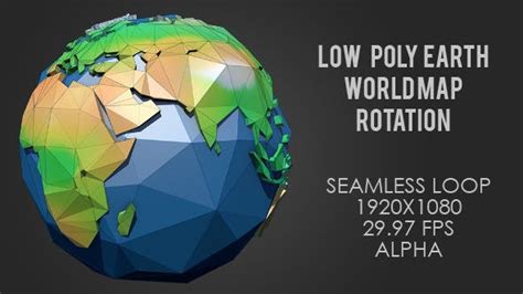 Low Poly Planet Earth World Map Rotating Color Design Template Place