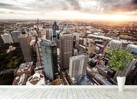 Aerial View Of Downtown Sydney At Sunset Wall Mural Wallpaper Canvas