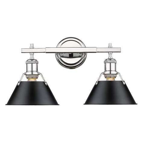 Buy products such as hollywood style led vanity mirror lights 10 led bulbs kit,lighting fixture strip for makeup vanity table set in dressing room or bathroom(mirror not included) at walmart and save. Golden Lighting Orwell 2-Light Chrome with Black Shade ...
