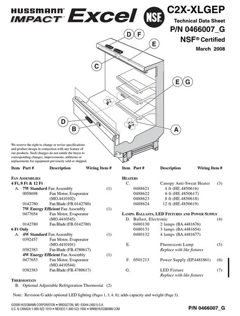 Hussmann C2x Xlgep Merchandiser Technical Data Sheet Manualslib