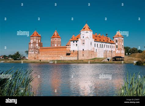 Mir Belarus Scenic View Of Mir Castle Complex From Side Of Lake