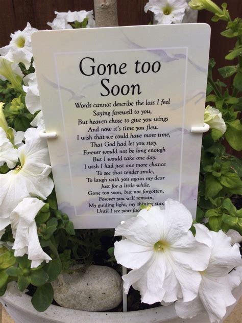 Graveside Memorial Card Gone Too Soon Memorial Card in - Etsy UK