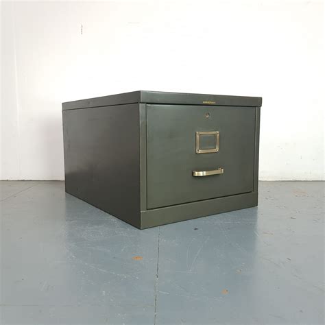 1 Drawer Vintage Steel Filing Cabinet With Brass Handles Lovely And Co