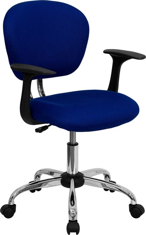 Flash Furniture Mid Back Blue Mesh Task Chair With Arms And Chrome Base