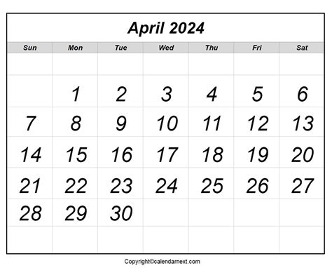 2024 April Calendar Printable Free One Page Clea Arluene