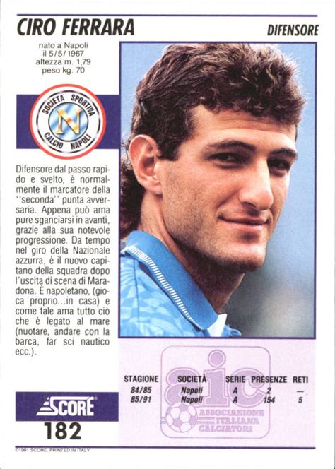 B's column indicates number of bookmakers offering serie. 1991-92 Score Italian Soccer Card #s 1-250 (A4989) - You ...