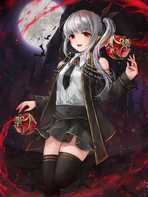 Download 3000x4000 Anime Vampire Girl Fang Red Eyes