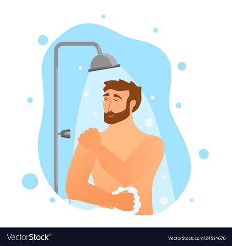 Young Man Taking Shower Cartoon Royalty Free Vector Image