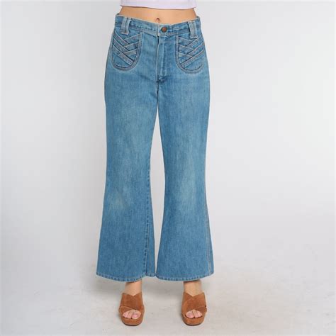 70s Bellbottom Jeans Wrangler Bell Bottoms High Waisted Flare Jeans