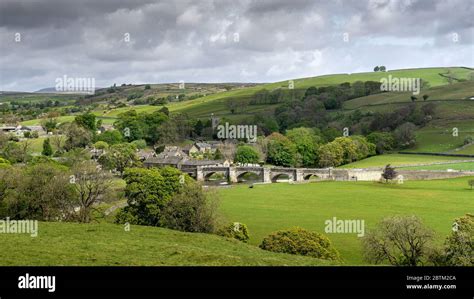 Aerial View Of Burnsall Wharfedale Yorkshire Dales National Park