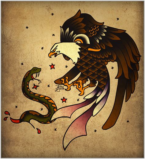 Old School Eagle And Snake Tattoo Meaning Best Design Tatoos