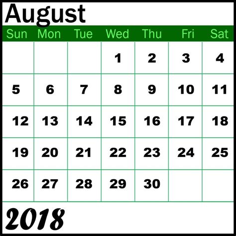 August 2018 Calendar Template 2018 Calendar Template Calendar