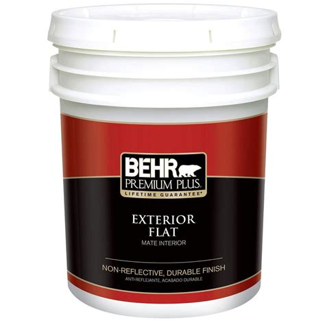 Behr Premium Plus 5 Gal Medium Base Flat Exterior Paint 440005 The