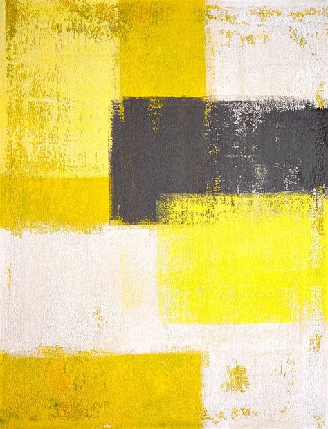 Simply Modern Grey And Yellow Abstract Art Painting Painting By