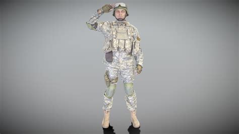 Fully Equipped American Soldier Saluting 168 Buy Royalty Free 3d