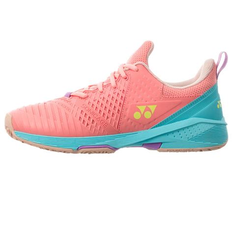 Yonex Women S Sonicage 3 Clay Tennis Shoes Pink And Saxe