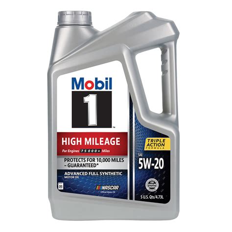 Mobil 1 High Mileage Full Synthetic Motor Oil 5w 20 5 Quart