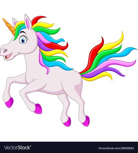 Cartoon Funny Rainbow Unicorn Horse Jumping Vector Image