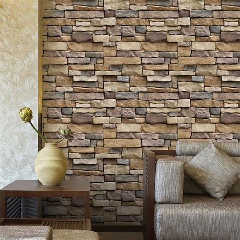 Vintage 3d Brick Stone Rustic Effect Wall Stickers Self Adhesive