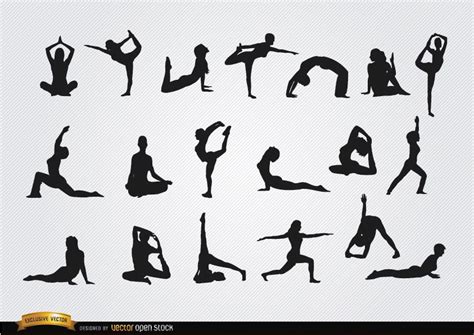 Mulheres Que Fazem Silhuetas Yoga Baixar Vector