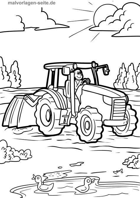 Bauernhof Traktor Ausmalbilder Malvorlagen Trecker Feld Tractor Boyama