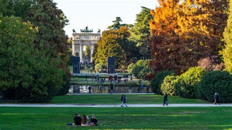 View Of Parco Sempione The Largest Park In Milan During Autumn Season Italy Editorial Stock