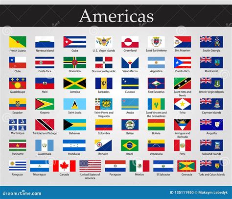 Flags Of All Countries Of The American Continents Stock Illustration